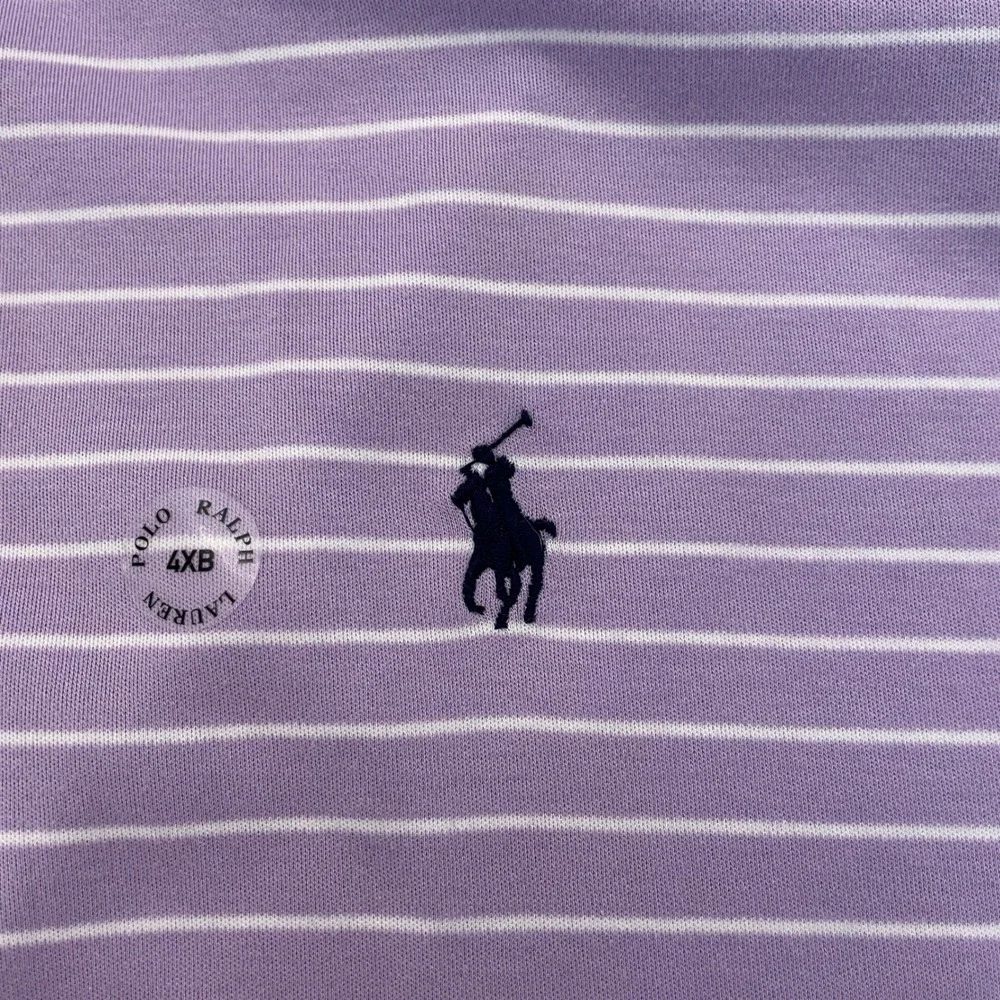 Polo Ralph Lauren Mens 4XB Purple White Striped Short Sleeve Polo Shirt NWT